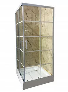 Szklana kabina prysznicowa 80x80 biała Loft 195 cm loft - Kabiny prysznicowe - miniaturka - grafika 1