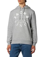 Bluzy męskie - JACK & JONES Męska bluza z kapturem Jjwarrior Sweat Hood Ub, Jasnoszary melanż / nadruk: duży, XXL - miniaturka - grafika 1