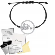 Bransoletki - Bransoletka Srebrna Motocykl Motocyklista Sznurek 925 Prezent GRAWER GRATIS - miniaturka - grafika 1