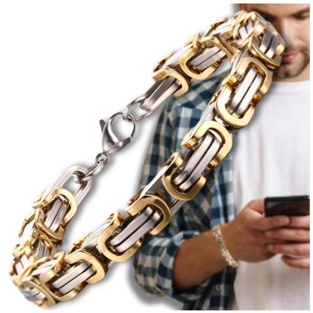 Bransoletka męska stal chirurgiczna złota srebrna pancerka łańcuch