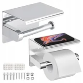 Półki łazienkowe - Uchwyt na papier toaletowy z półką na akcesoria chromowany - miniaturka - grafika 1