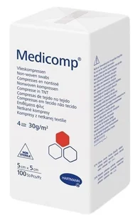 Hartmann Kompresy MEDICOMP niejałowe z włókniny, 5cm x 5cm, 4-warstwowe, 100szt. - Apteczki i materiały opatrunkowe - miniaturka - grafika 1