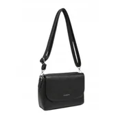 Torebki damskie - Czarna Ażurowa Torebka Listonoszka Damska LUIGISANTO Dopinany Pasek Modna - miniaturka - grafika 1