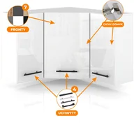 Szafki kuchenne - Szafka Kuchenna Wisząca Narożna Modułowa 90x90cm Spremium Biały Połysk - miniaturka - grafika 1