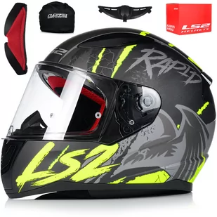 LS2, Kask motocyklowy na całą twarz RAPID Raven black silver yellow, L - Kaski motocyklowe - miniaturka - grafika 1