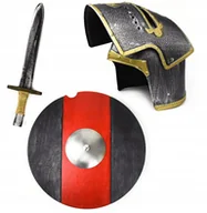 Stroje karnawałowe - Zestaw Rycerski Miecz Hełm Tarcza Okrągła Drewniana Kostium Rycerza - miniaturka - grafika 1