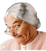 Dodatki do strojów karnawałowych - Peruka babci, siwa, rozmiar uniwersalny - miniaturka - grafika 1