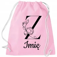 Plecaki worki - Worek Plecak Różowy Twoje Imię "Z" Do Szkoły Personalizowany Wzory - miniaturka - grafika 1