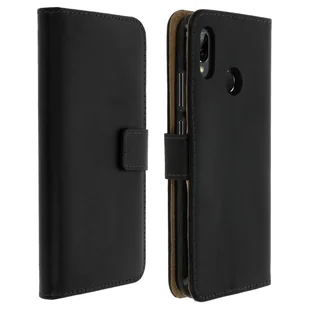 Skórzane Etui Folio do Huawei P20 Lite, Podstawka Wideo Prawdziwa Skóra Czarna - Etui i futerały do telefonów - miniaturka - grafika 1