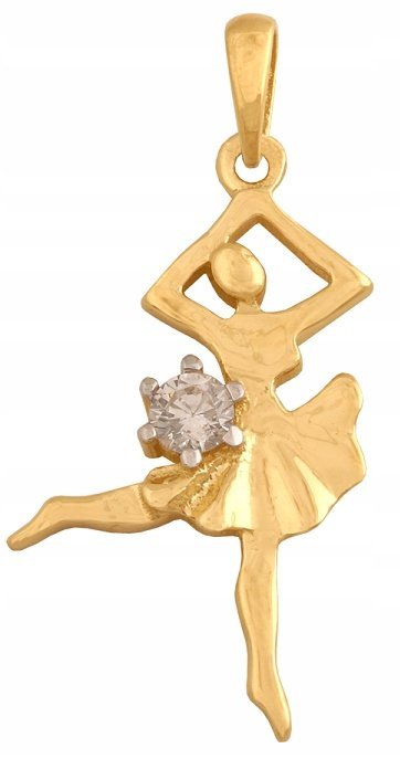 ZŁOTA Zawieszka Baletnica 585 1.16 g Cyrkonia Prezent Grawer