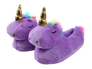 Kapcie Unicorn Jednorożec Pluszowe Fioletowy - Kapcie damskie - miniaturka - grafika 1