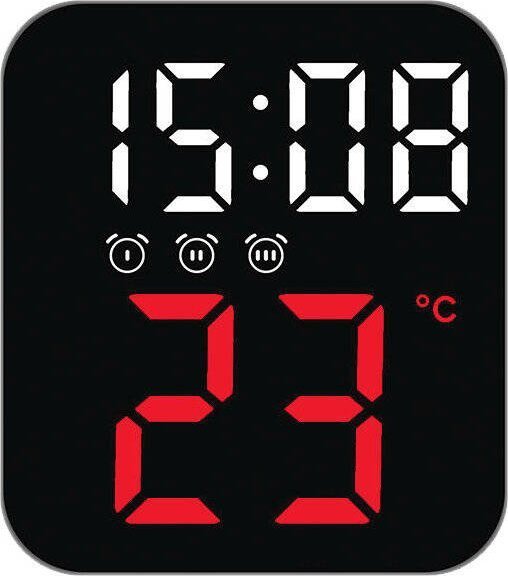 JVD Zegar budzik LED JVD SB8015.1 z termometrem, trzy alarmy czujnik dźwięku .