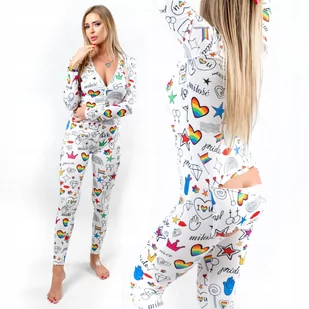PIŻAMA Bosti Z KLAPKĄ TĘCZOWA LGBT PRIDE 301 XL - Piżamy damskie - miniaturka - grafika 1