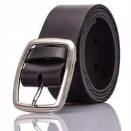 Paski - Damski pasek skórzany CZARNY SZEROKI 140cm KLAMRA KLASYCZNA SREBRNA GRACIO - miniaturka - grafika 1