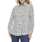 Koszule damskie - KARL LAGERFELD Paris L2ga8518-whb-duża koszula damska, biała/czarna, duża, biały i czarny, L - miniaturka - grafika 1