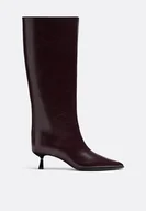 Botki damskie - Stradivarius Botki na obcasie typu kaczuszka Ciemnoczerwony 41 - miniaturka - grafika 1