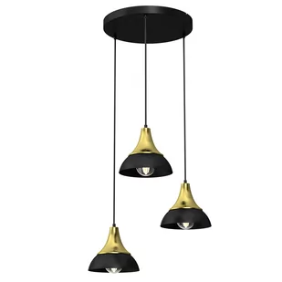 Luminex Nergis 3693 lampa wisząca zwis 3x60W E27 czarny/złoty - Lampy sufitowe - miniaturka - grafika 1