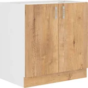 Szafki kuchenne - Szafka pod zlewozmywak SABRYA – szerokość 80 cm, dąb lefkas/biała - miniaturka - grafika 1