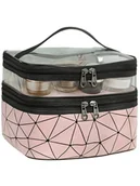 Kosmetyczki, organizery i kuferki - Dwukomorowa Kosmetyczka Podróżna Organizer Na Akcesoria Toaletowe - miniaturka - grafika 1