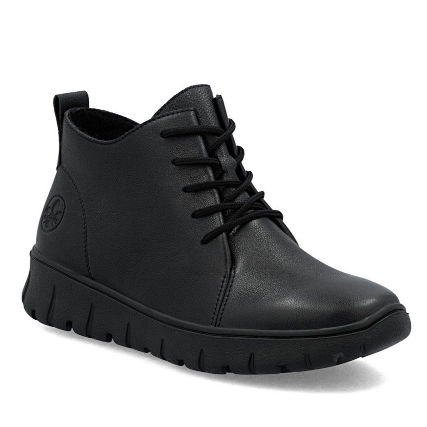 Botki damskie czarne Rieker N1331 skórzane ocieplane tęgość H za kostkę-42