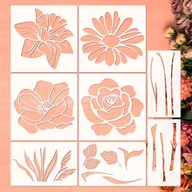 Rękodzieło - TEMU 8 Sztuk Bardzo Dużej Kwiatowej, Kwiatowej I Liściowej Wzorów - Wielokrotnego Użytku Do Malowania Na Drewnie, Ścianach I Ogrodzeniach Ogrodowych, - miniaturka - grafika 1