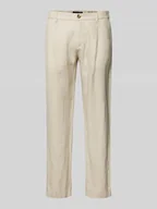 Spodnie męskie - Spodnie lniane o kroju tapered fit z zakładką w pasie model ‘OSBY JOGGER’ - miniaturka - grafika 1