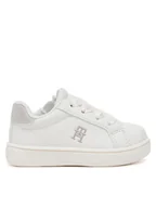 Buty dla dziewczynek - Tommy Hilfiger Sneakersy Low Cut Velcro Sneaker T1A9-33728-1439 M Biały - miniaturka - grafika 1