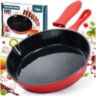 Patelnie - PATELNIA ŻELIWNA EMALIOWANA 25cm Z SILIKONOWĄ NAKŁADKĄ 199155 - miniaturka - grafika 1