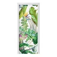 Naklejki na ścianę - Naklejka na drzwi HOMEPRINT Rajski ptak i liście 75x205 cm - miniaturka - grafika 1