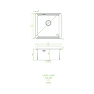 Zlewozmywaki - Laveo Aden Zlewozmywak stalowy jednokomorowy 44x44 cm grafit SLA_510P - miniaturka - grafika 1