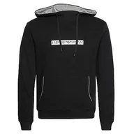 Bluzy męskie - Emporio Armani Męska bluza z kapturem szczotkowana Terry, czarny, M - miniaturka - grafika 1