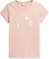 Bluzki damskie - T-shirt damski z bawełny organicznej 4F SS23TTSHF273 - róż S - miniaturka - grafika 1