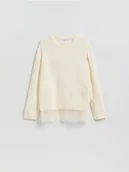 Swetry damskie - Reserved - Sweter z wełną - kremowy - miniaturka - grafika 1