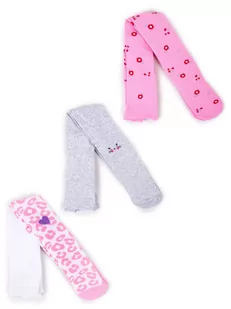 Rajstopy dziewczęce bawełniane we wzory 3PAK 56-62 YOCLUB - Rajstopy - miniaturka - grafika 1