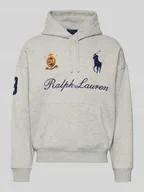 Bluzy męskie - Bluza z kapturem, wyhaftowanymi logo i kieszenią kangurką - miniaturka - grafika 1