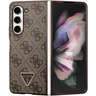 Etui i futerały do telefonów - Etui Guess Leather 4G Triangle Strass na Samsung Galaxy Z Fold 5 - brązowe - miniaturka - grafika 1