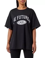 Koszulki i topy damskie - Koton Damska koszulka sportowa z nadrukiem oversized, czarny (999), S - miniaturka - grafika 1