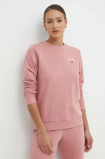 Bluzy damskie - Tommy Hilfiger bluza lounge kolor różowy gładka UW0UW04521 - grafika 1