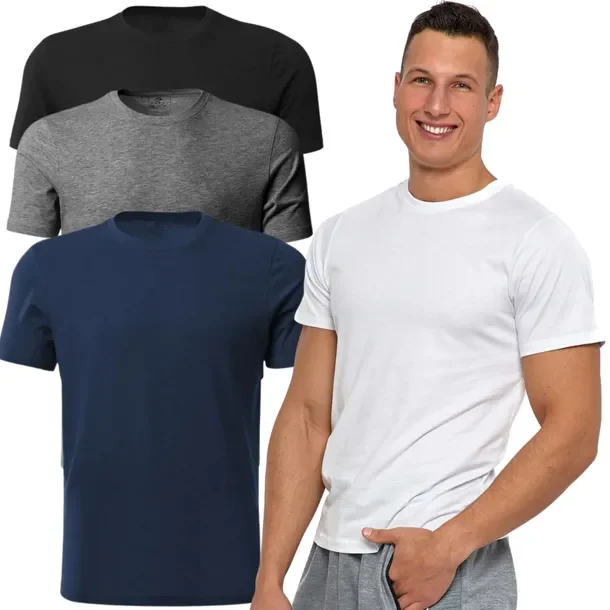 4x T-Shirt Koszulka Męska Bawełniana Klasyczna Krótki Rękaw Zestaw MORAJ XL