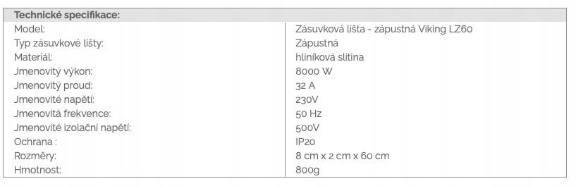 Listwa zasilająca Triton Viking LZ60 listwa zasilająca wpuszczana, szara VLZ60G