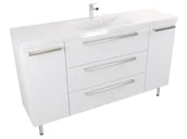 Szafki łazienkowe - Szafka Stojąca Z Umywalką ATH 140 cm D - Biały Mat - Uchwyty Stal Szczotkowana - miniaturka - grafika 1