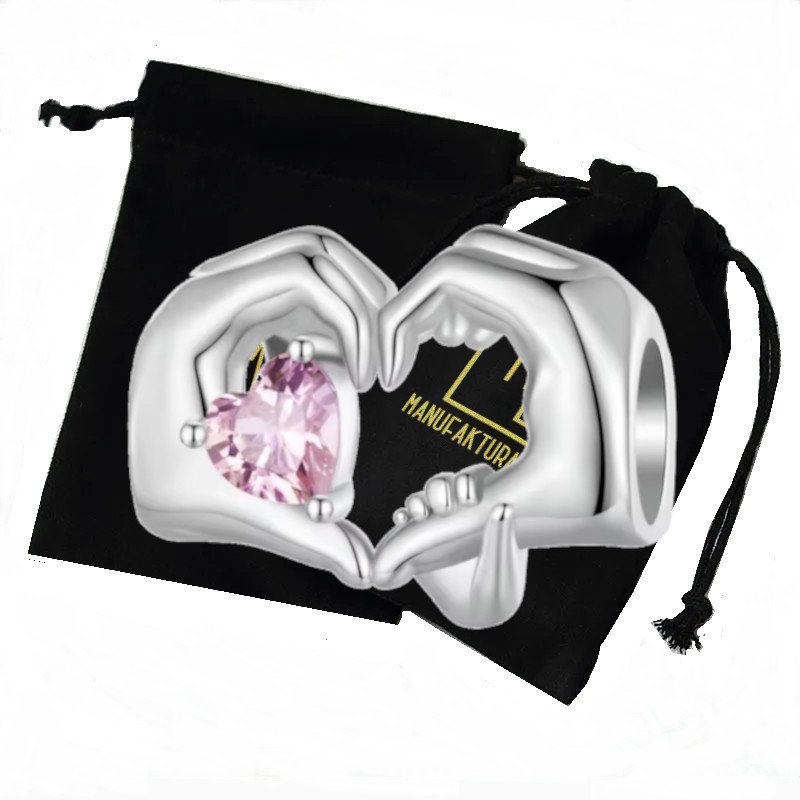 Charms Serce Rodzina Dłonie Zawieszka Srebro 925 Damska Manufaktura Łącka