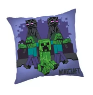 Kołdry i poduszki dla dzieci - Poduszka dziecięca 40x40 Minecraft Moby przychodzą po ciebie fioletowa - miniaturka - grafika 1