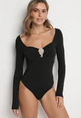 Body - Czarne Body z Wiskozą Usztywnianymi Miseczkami i Metalową Aplikacją Alumira - miniaturka - grafika 1