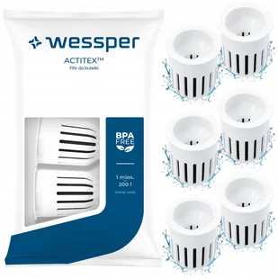 6x Wkład filtrujący Wessper Actitex - filtry wody do butelek Dafi zamiennik - Wkłady filtrujące - miniaturka - grafika 1