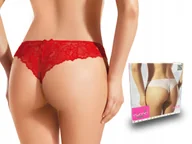 Bielizna nocna - Ewana 017 Koronkowe Eleganckie Stringi Czerwony XL - miniaturka - grafika 1