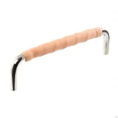 Zawiasy, okucia i inne akcesoria - Uchwyt meblowy podłużny 7353 96 Nikiel polerowany z naturalną skórą - miniaturka - grafika 1