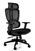 Fotele i krzesła biurowe - Krzesło ergonomiczne obrotowe czarne DEAL oparcie sitka, siedzisko tkanina - miniaturka - grafika 1