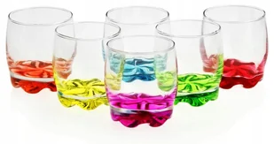 Szklanki do Drinków Soku Wody Napojów Niskie 250 ml Kolorowe Dna 6 szt Zestaw - Szklanki - miniaturka - grafika 1