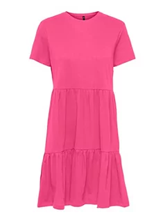 Sukienki - ONLY ONLMAY S/S O-Neck Peplum Dress Box JRS, sukienka Shocking Pink, S, Shocking Pink, S - grafika 1